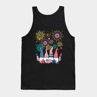 4th Of July Patriotic Gnomes Sunglasses American Fireworks Tank Top